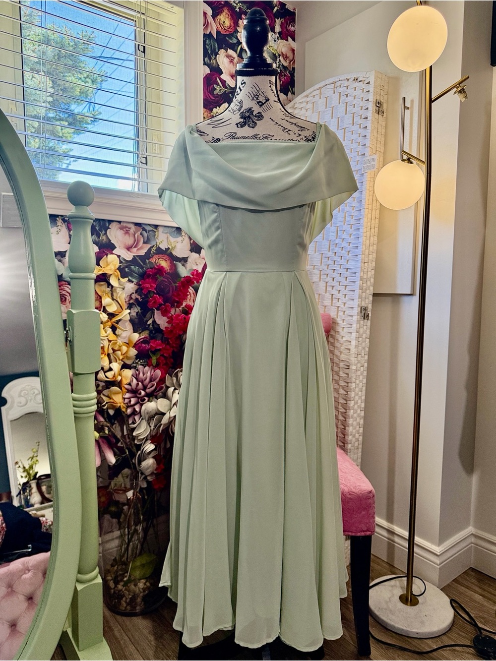 ASOS Mint Green Draped Cowl Midi Dress ♥️🛍️